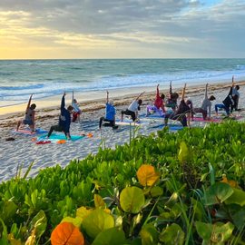 sunrise yoga on the beach