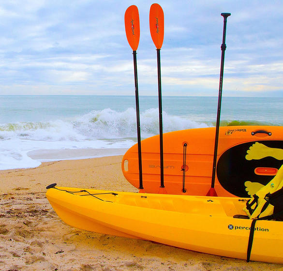 Kayaks on the beach