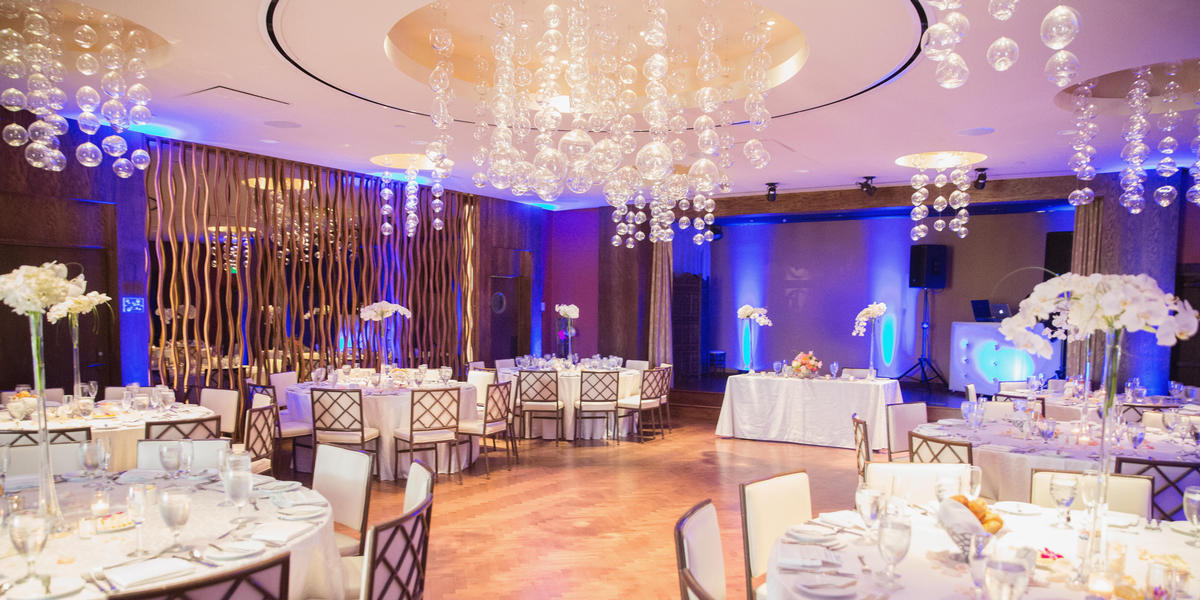 Event venue decorated for a wedding